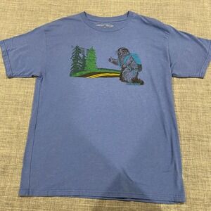 Marmot x Thread Mens Graphic T-Shirt Blue Hitchhiking Marmot Recycled Blend L